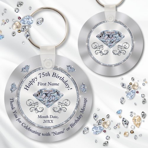 Stunning Diamond 75th Birthday Party Favors  Keychain