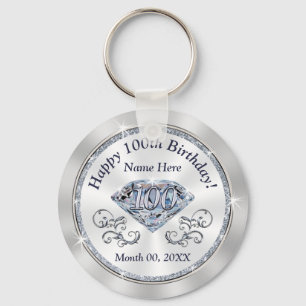Stunning Diamond Cheap 100th Birthday Party Favors Keychain