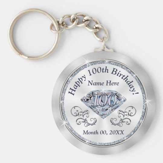 Stunning Diamond Cheap 100th Birthday Party Favors Keychain
