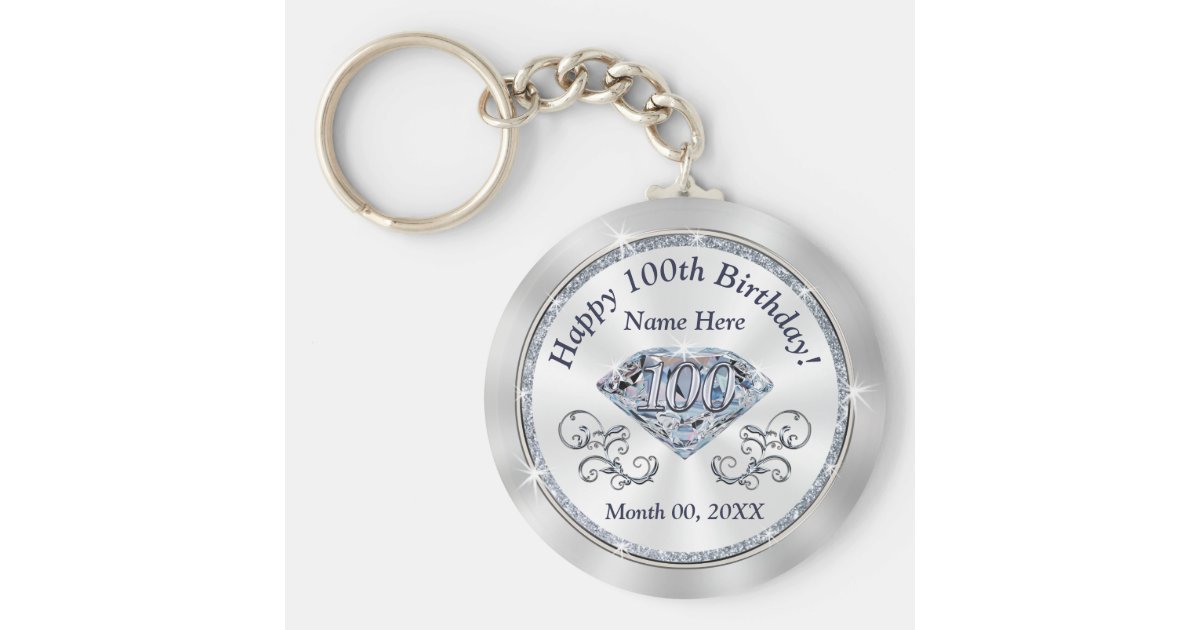 Stunning Diamond Cheap 100th Birthday Party Favors Keychain | Zazzle.com