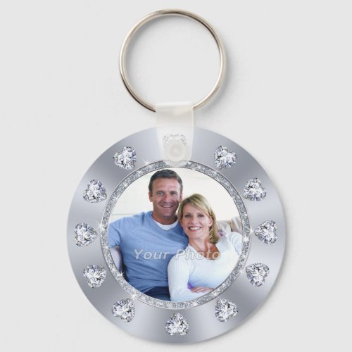 Stunning Diamond Heart Cheap Photo Wedding Favors Keychain