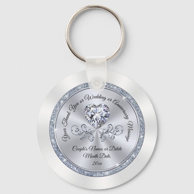 Stunning Diamond Heart, Wedding Party Favors Keychain (Front)