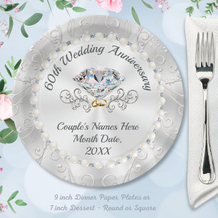 Stunning, Diamond Paper Plates, PERSONALIZED Plates