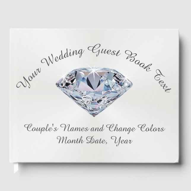 Stunning Diamond Personalized Wedding Guest Book (Front)