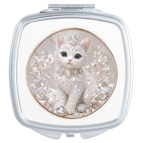Stunning Diamond Princess Cat | High-End Luxury An Compact Mirror