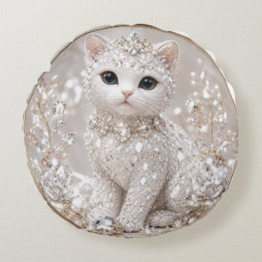 Stunning Diamond Princess Cat | High-End Luxury An Round Pillow