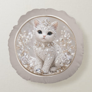 Stunning Diamond Princess Cat | High-End Luxury An Round Pillow