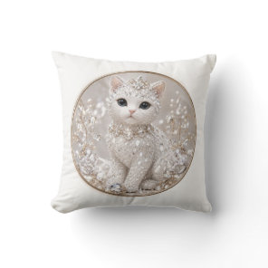 Stunning Diamond Princess Cat | High-End Luxury An Throw Pillow
