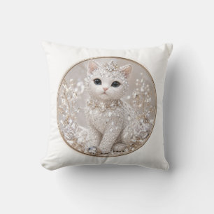 Stunning Diamond Princess Cat   High-End Luxury An Throw Pillow