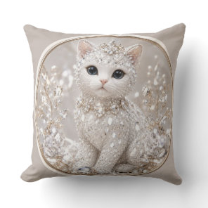 Stunning Diamond Princess Cat | High-End Luxury An Throw Pillow
