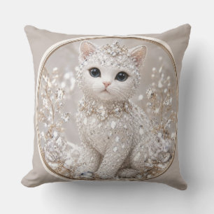 Stunning Diamond Princess Cat High-End Luxury An Throw Pillow