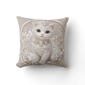 Stunning Diamond Princess Cat | High-End Luxury An Throw Pillow