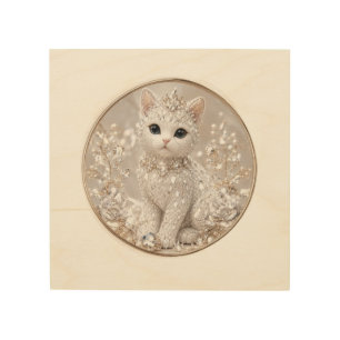 Stunning Diamond Princess Cat High-End Luxury An Wood Wall Art