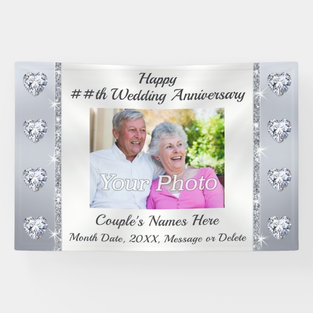 Stunning, Diamond Wedding Anniversary Banners (Horizontal)