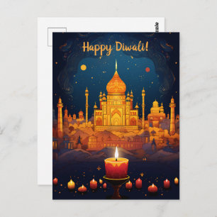 Stunning Diwali postcard with night view