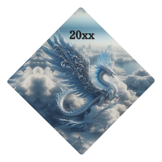 Stunning Dragon Surrounded by Clouds Add Year Graduation Cap Topper (Front)