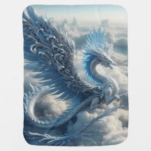 Stunning Dragon Surrounded by Clouds Baby Blanket
