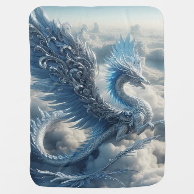 Stunning Dragon Surrounded by Clouds  Baby Blanket (Front)