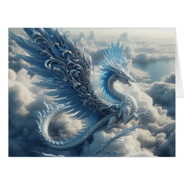 Stunning Dragon Surrounded by Clouds  Cards (Front Horizontal)