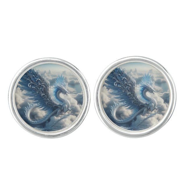 Stunning Dragon Surrounded by Clouds  Cufflinks (Front)