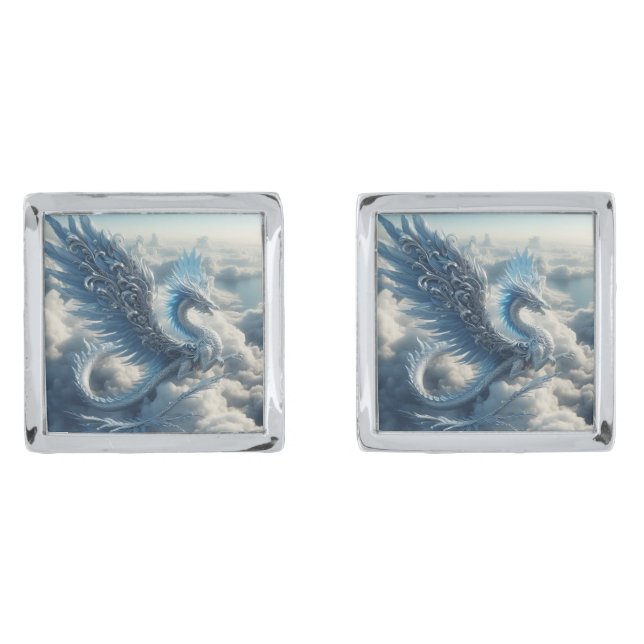 Stunning Dragon Surrounded by Clouds  Cufflinks (Front)