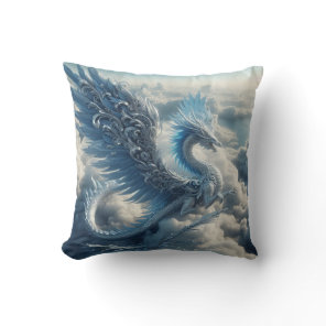Stunning Dragon Surrounded by Clouds Glorious Throw Pillow