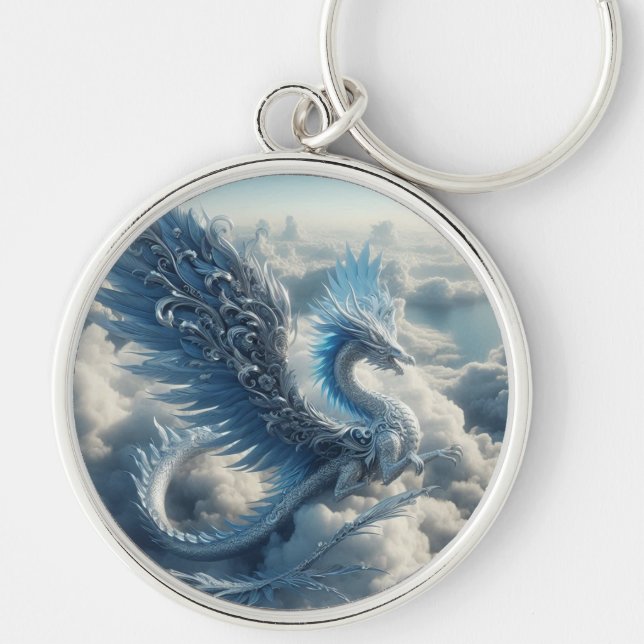 Stunning Dragon Surrounded by Clouds  Keychain (Front)
