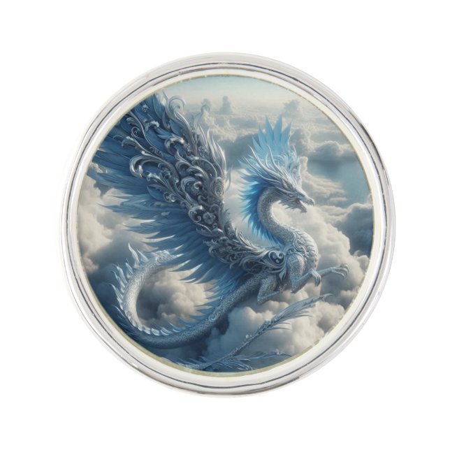 Stunning Dragon Surrounded by Clouds  Lapel Pin (Front)