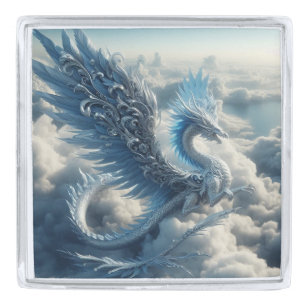 Stunning Dragon Surrounded by Clouds Silver Finish Lapel Pin