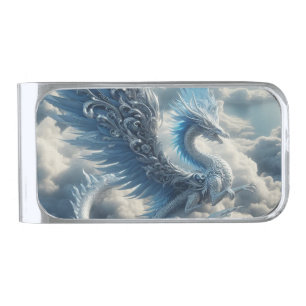 Stunning Dragon Surrounded by Clouds  Silver Finish Money Clip