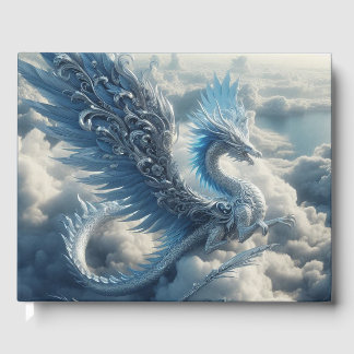 Stunning Dragon Surrounded by Clouds Text Areas Guest Book