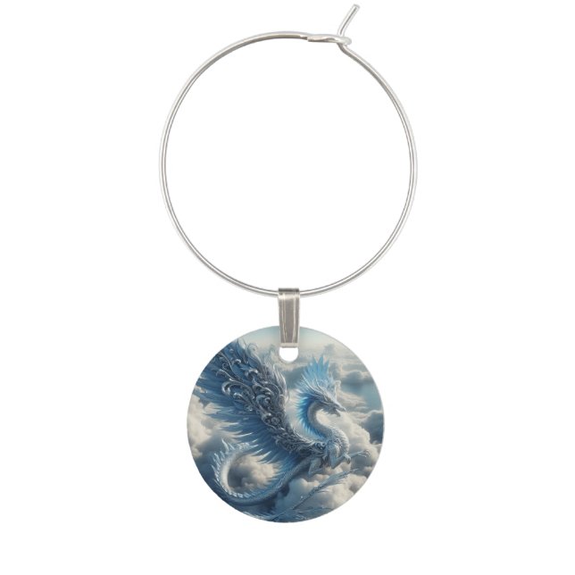 Stunning Dragon Surrounded by Clouds  Wine Charm (Front)