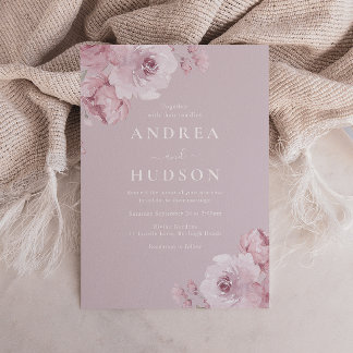 Stunning Dusty Rose & Mauve Elegant Wedding Invitation