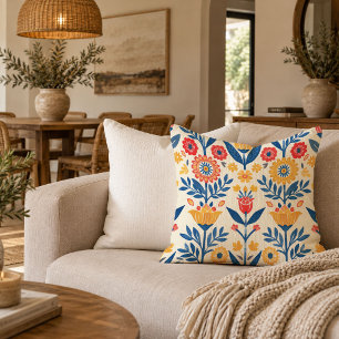 Stunning Earthy Floral Accent Throw Pillow Art
