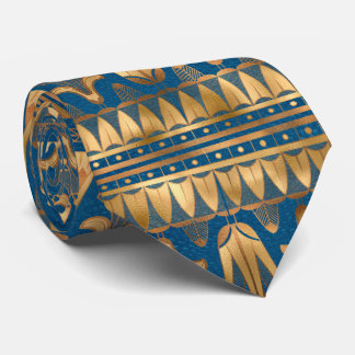 Stunning Egyptian Royal Blue and Gold Patterned Neck Tie