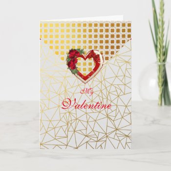 Stunning Elegant Gold Red Rose Heart Valentine Holiday Card by MagnoliaVintage at Zazzle