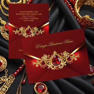 Stunning Elegant Regal Red Gold Jewels Gems Business Card