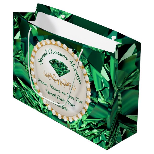 Stunning, Emerald Green Gift Bags for ANY Occasion (Front Angled)