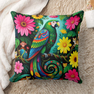 Stunning Fairy Parrot Bird Throw Pillow