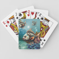 Stunning fantasy steampunk fish playing cards