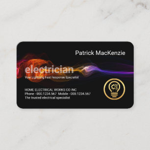 Stunning Fast Lightning Strike Electrician Service Business Card