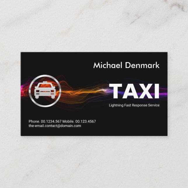 Stunning Fast Lightning Strike Taxi Cab Driver Business Card (Front)