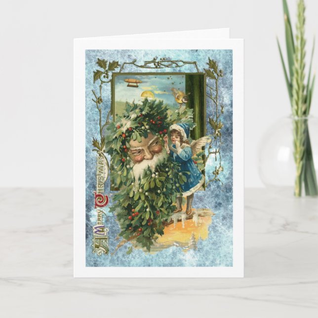 Stunning Father Christmas with steampunk twist Holiday Card (Front)