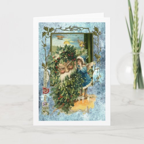 Stunning Father Christmas with steampunk twist Holiday Card