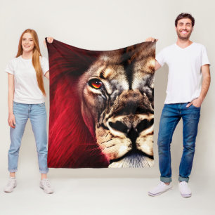 Stunning Fierce Wilderness Male Lion Fleece Blanket
