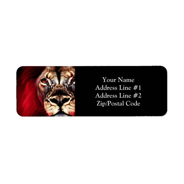 Stunning Fierce Wilderness Male Lion Label (Front)