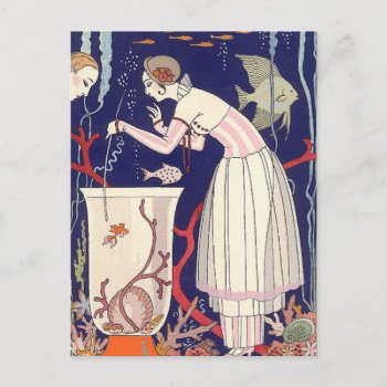 Stunning Fish Summer Dress George Barbier Postcard by FalconsEye at Zazzle