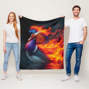 Stunning Flame-boyant Firebird Hot Mandarin Duck Fleece Blanket