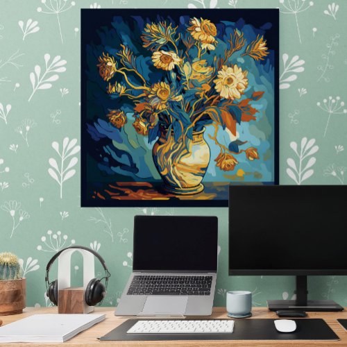 Stunning Floral Arrangement in a Van Gogh Style Poster