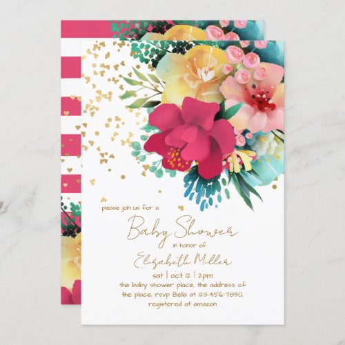 Stunning Floral Baby In Bloom Baby Shower Invitation